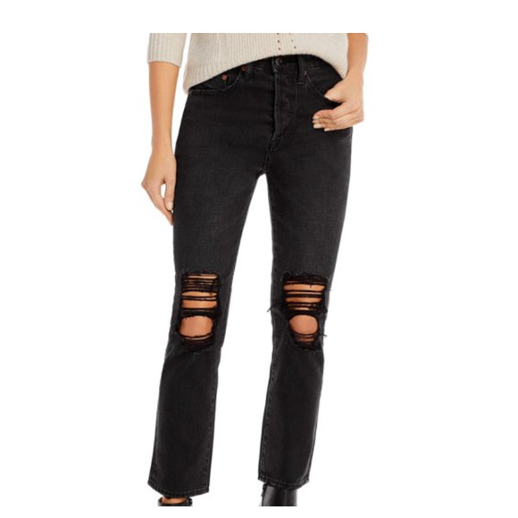 Pistola Black Distressed Keaton High Rise Slim Straight Leg Jeans sz 31 - Picture 1 of 9